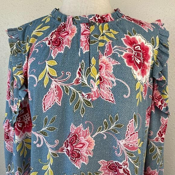 LOFT Floral Tunic Top Size Petite L EUC - Picture 2 of 7
